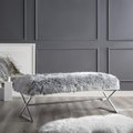 Comfortcorrect Colin Faux Fur X-Leg Chrome Base Bench - Grey CO2625074